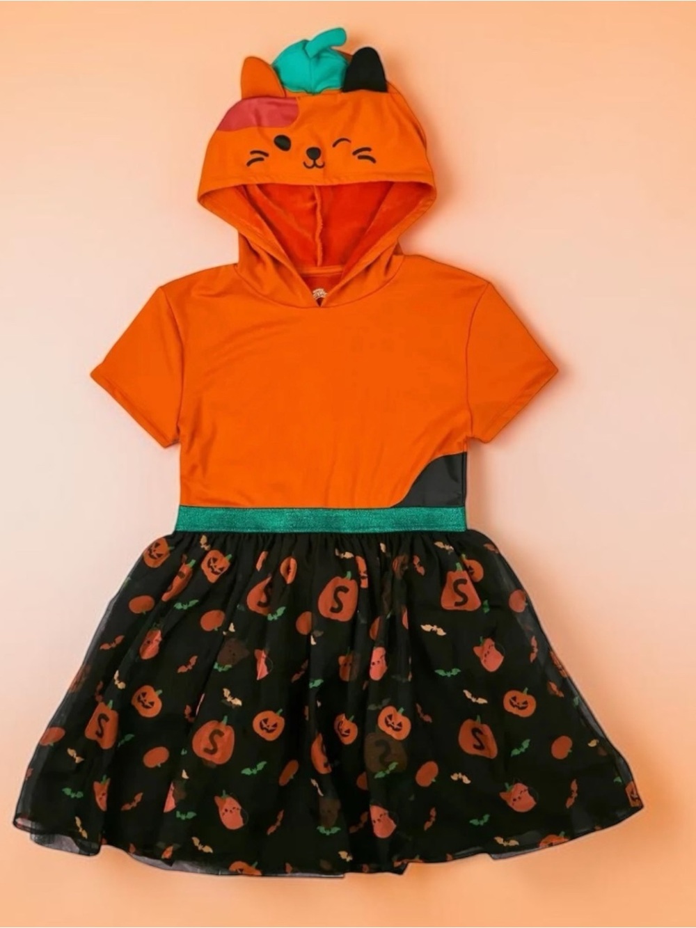 Original Squishmallows Cam the Cat Pumpkin Halloween Cosplay Hooded Dress